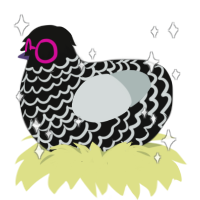 静, a black and silver chicken with a lace pattern