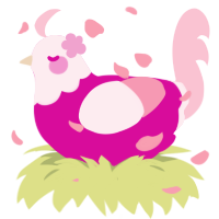 Peony, a fuchsia and rose chicken with a head pattern