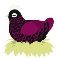Razz, a black and wine chicken with a lace pattern