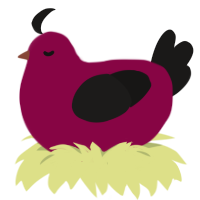 A maroon and sable chicken