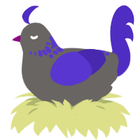 (unnamed), a grey and indigo chicken with a neck-speckle pattern