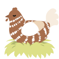 Sweet Cocoa, a brown and cream chicken with a bar pattern