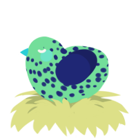 Mint Choco Chip, a spring and navy chicken with a speckle pattern