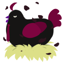 merlot, a sable and maroon chicken