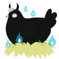 Fallen Twilight, a black chicken with a neck-speckle pattern