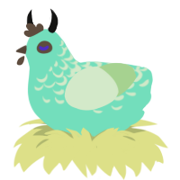 Saleos, a mint and gluppy chicken with a half-lace pattern