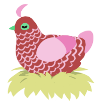strawberry splash, a red and pink chicken with a lace pattern