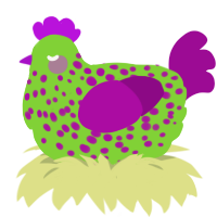 slightly alien mold, a grass and plum chicken with a speckle pattern
