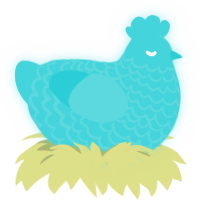 Watah, a aqua chicken with a lace pattern