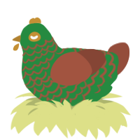 A viridian and russet chicken with a lace pattern
