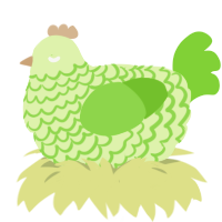 Sour Apple, a apple and grass chicken with a lace pattern