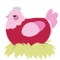 A crimson and pink chicken with a head pattern