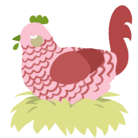 A rose and red chicken with a lace pattern
