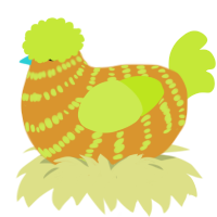 dont we BOQ, a orange and lime chicken with a bar pattern