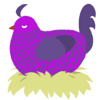 stella, a amethyst and overcast chicken with a lace pattern