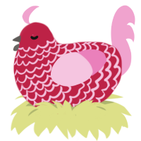 A crimson and pink chicken with a lace pattern