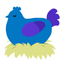 bloo, a sapphire and indigo chicken