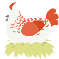 (unnamed), a white and vermilion chicken with a half-lace pattern