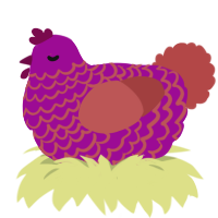 A plum and red chicken with a lace pattern