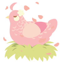 A pink chicken with a half-lace pattern