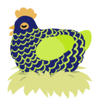 A navy and lime chicken with a lace pattern