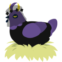 A black and overcast chicken with a head pattern