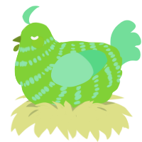 A grass and spring chicken with a bar pattern