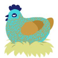 Sweet Freak, a aqua and gold chicken with a double-lace pattern