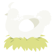 A white chicken with a neck-speckle pattern