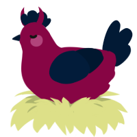 Corazón, a maroon and tumblr chicken