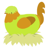 Key Lime Pie, a lime and ochre chicken with a head pattern