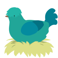 A turquoise and sea chicken