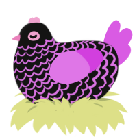 A black and orchid chicken with a lace pattern