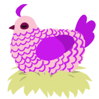 Bubblegum, a rose and amethyst chicken with a lace pattern