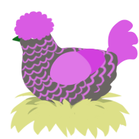 Cinema, a grey and orchid chicken with a lace pattern