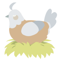 Sugar, a beige and mist chicken with a head pattern