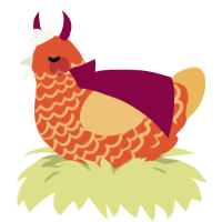 Candy, a vermilion and honey chicken with a lace pattern