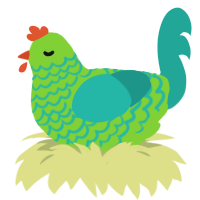 sweetpea, a grass and turquoise chicken with a lace pattern