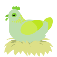 A gluppy and lime chicken with a neck-speckle pattern