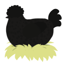 blatbob, a sable and black chicken with a speckle pattern