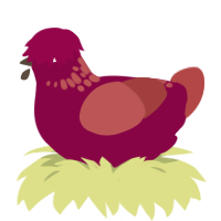 old cranberry juice, a maroon and red chicken with a neck-speckle pattern