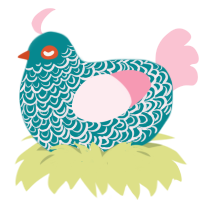 (unnamed), a teal and rose chicken with a double-lace pattern