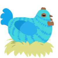 A aqua and sky chicken with a bar pattern