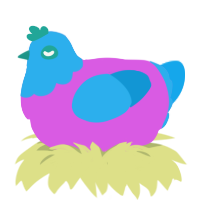 A orchid and sky chicken with a head pattern