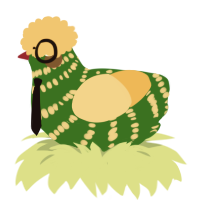 A leaf and honey chicken with a bar pattern