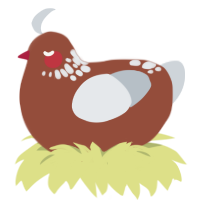 A russet and mist chicken with a neck-speckle pattern