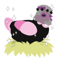 Gothita, a black and pink chicken with a head pattern