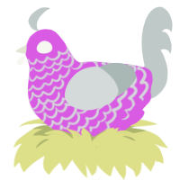 A orchid and silver chicken with a lace pattern