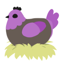 yarn, a bark and amethyst chicken with a head pattern