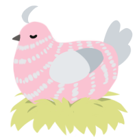 Kimmy, a rose and mist chicken with a bar pattern